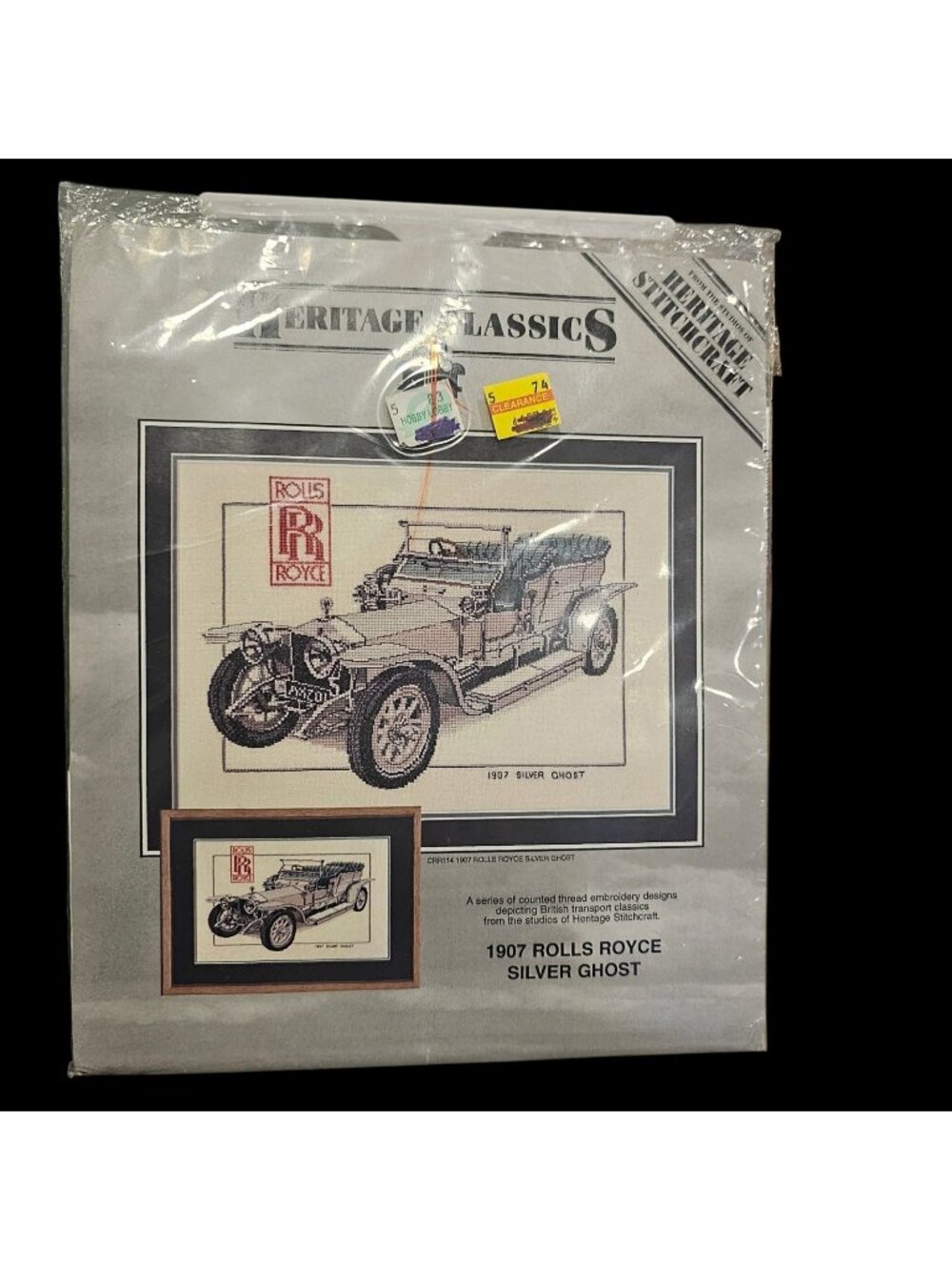 NEW Heritage Classics "1907 ROLLS ROYCE SILVER GHOST" Cross Stitch Kit VTG